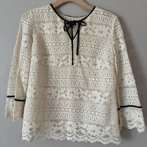 Talbots lace and velvet shirt